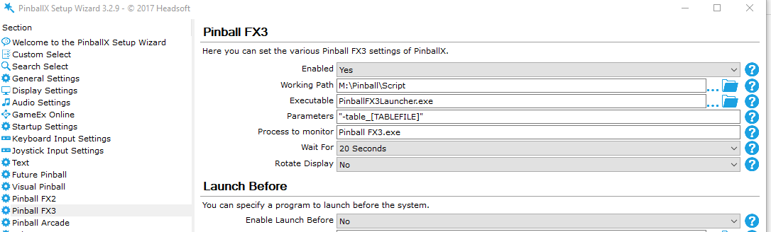 PinballX Settings