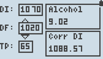 Gamebuino BEER-CALC screenshot