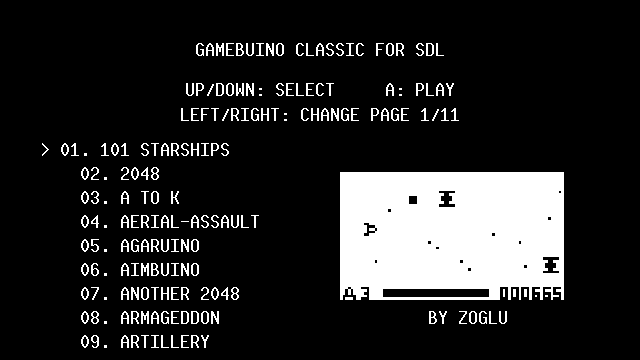 Menu screenshot
